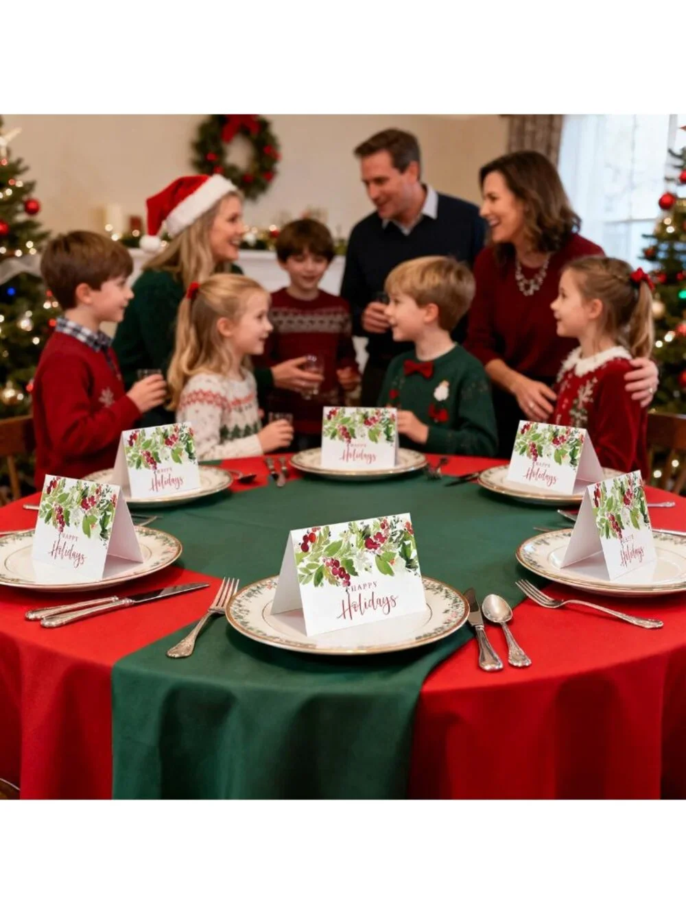 100 Pack Christmas Cards - Happy Holidays Greeting Cards with Berries & Leaves